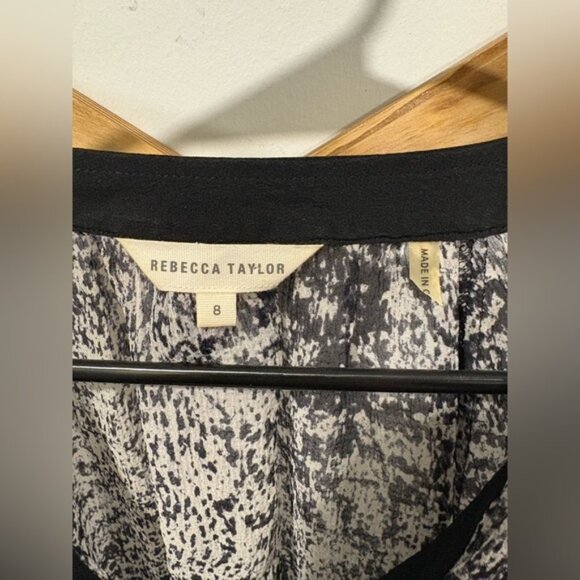 Rebecca Taylor Sheer Textured Silk Print Top - Picture 4 of 8